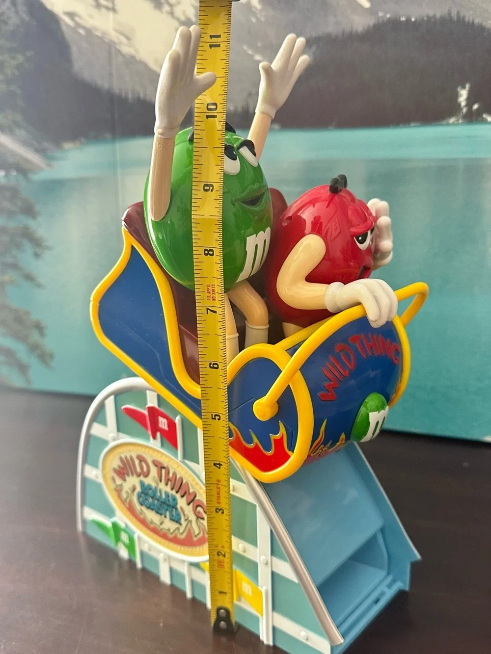 M&M's Wild Thing Roller Coaster Ride Dispenser Green Red MM Vtg Candy